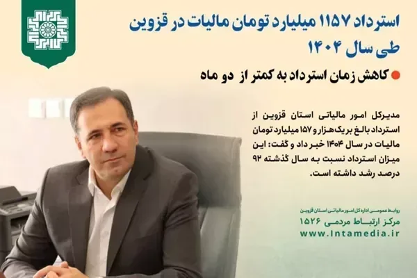 ۱۱۵۷ میلیارد تومان مالیات در قزوین مسترد شد